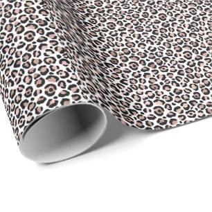 Schicke Rose Gold und Black Leopard Print Geschenkpapier