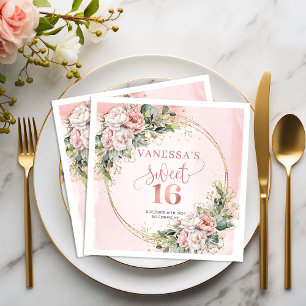 Schicke Rosé Grünzeug Sweet Sixteen Servietten