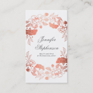 Schicke Roségold Blumen Elegant und Vintage Visitenkarte