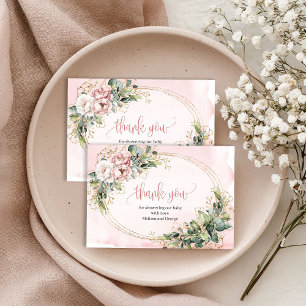 Schicke Roségold-Blumen-Grüner-Dankeskarten Dankeskarte