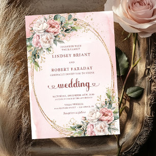 Schicke Roségold-Blush-Botanical-Hochzeits-Einladu Einladung
