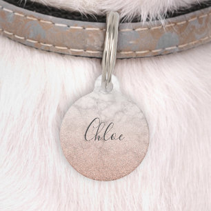 Schicke Roségold-Glitter-Marmor-Ombre Haustiermarke