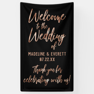 Schicke Roségold-Moderne-Typografie Hochzeitsbegrü Banner