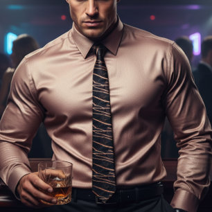Schicke Roségold- und schwarze Marmor-Glanz-Hochze Krawatte