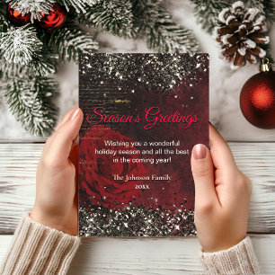 Schicke rot-goldene Glitter-Weihnachts- und Neujah Karte