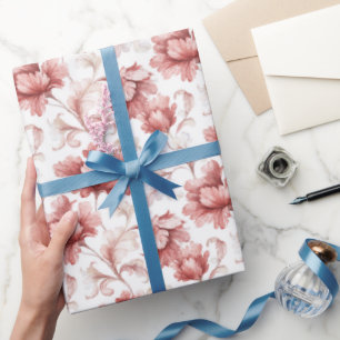 Schicke rote Blumen Brautparty Geschenkpapier
