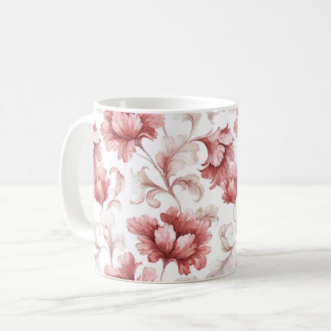 Schicke rote Blumen Kaffeetasse (Vorderseite Links)