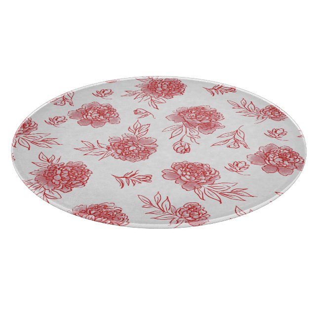 Schicke rote Blumen   Schneidebrett (Ecke)
