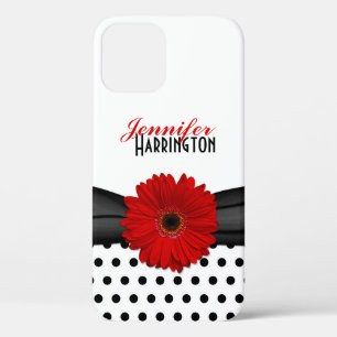 Schicke rote Gerbera-Gansblümchen-Polka-Punkte Case-Mate iPhone Hülle
