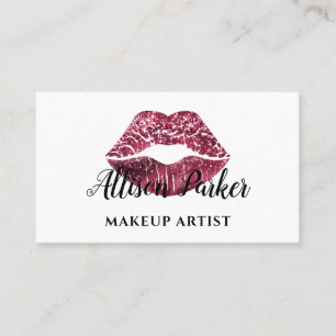 Schicke rote Glitter-Lippen Makeup-Artistin Visitenkarte