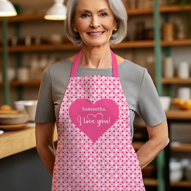Schicke rote Herzen Schürze Personalisiert Ich lie (Chic Red Hearts Apron Personalized I Love You Gift)