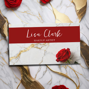Schicke rote Rose Marmor Gold Makeup-Artist Schönh Visitenkarte