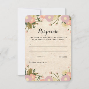 Schicke rustikale Wasserfarben-Blumenleinwand-Hoch RSVP Karte
