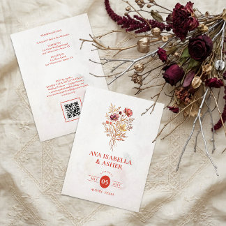 Schicke rustikale Wildblumen Brautstrauß-Hochzeit Einladung