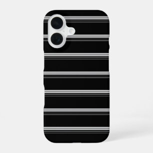 Schicke schwarz-weiß gestreifte iPhone 16 hülle