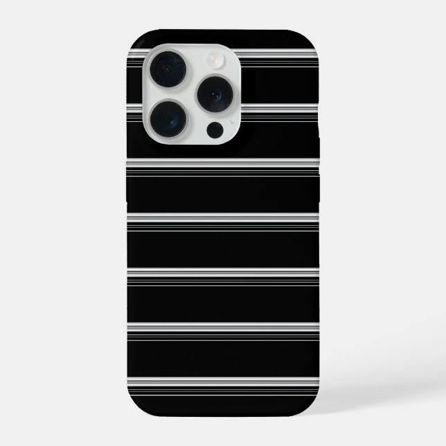 Schicke schwarz-weiß gestreifte  iPhone hülle (Rückseite)