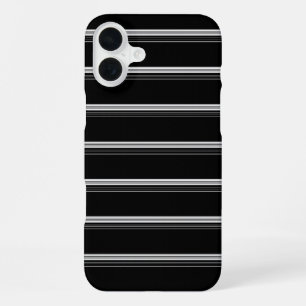 Schicke schwarz-weiß gestreifte  iPhone 16 plus hülle