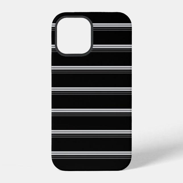 Schicke schwarz-weiß gestreifte  iPhone hülle (Rückseite)
