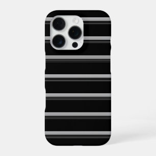 Schicke schwarz-weiß gestreifte  iPhone 16 pro hülle