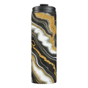 Schicke Schwarz Weiß Gold Marmor Optik Glam Thermosbecher