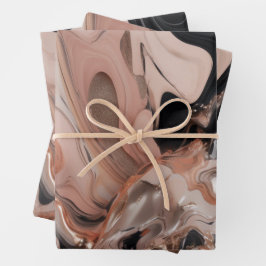 schicke schwarze Marmortextur Geschenkpapier Set