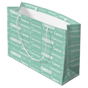 Schicke Seafoam-Grün-Benutzerdefinierte-Name-Colla Große Geschenktüte