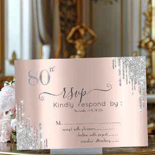 Schicke silberne Glitter-Tränen auf Rosen-Gold zum Einladung
