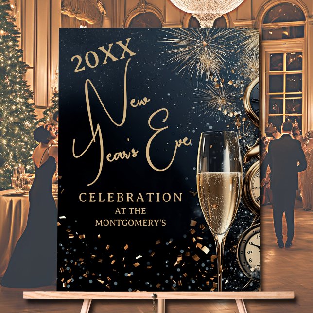 Schicke Silvesterparty Acrylschild (Chic Champagne Time New Year's Eve party ACRYLIC WELCOME sign)