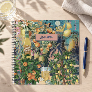 Schicke sizilianische orangefarbene Blumen- Zitron Notizbuch