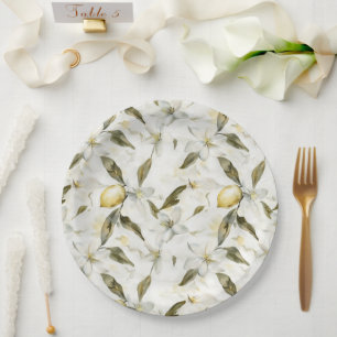 Schicke sizilianische Sommer-Limonen Hochzeit Blum Pappteller