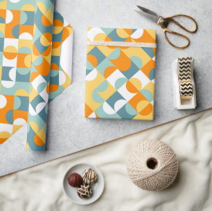 Schicke sonnige Orange Teal Blau Kreise Kunst Must Geschenkpapier