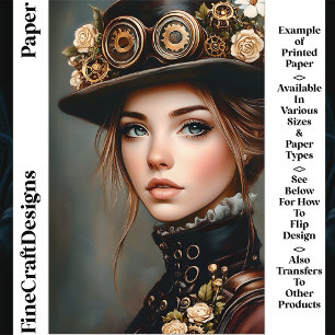 Schicke Steampunk-Frau-Porträt CJ4 Scrapbook-Papie