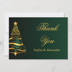 Schicke stilvolle goldene Weihnachtsbaum Dankeschö Dankeskarte
