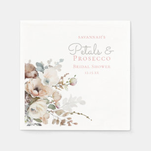 Schicke Teal-Blütenblätter und Prosecco Florale Br Serviette
