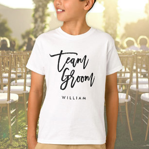 Schicke Trend-Bürste Schwarzes Script Team Groom T-Shirt