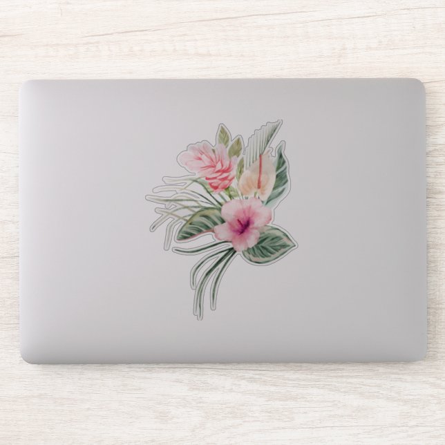 Schicke tropische Blumen Aufkleber (Computer)