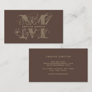 Schicke Typografie braunes Monogramm Name Visitenkarte
