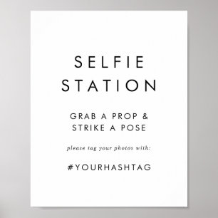 Schicke Typografie-Selfie-Station-Hochzeitsschild Poster
