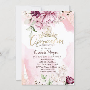 Schicke Veilchenrosen-Krone Quinceañera Einladung