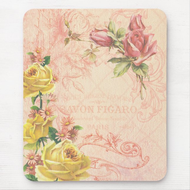 Schicke Vintage-Blumen-Mauspad Mousepad (Vorne)