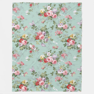Schicke Vintage-hübsche rosa rote Rosen Blumenmust Fleecedecke