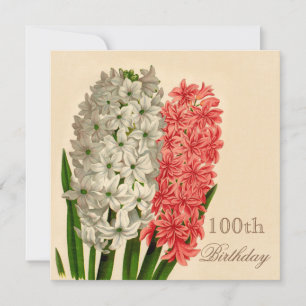 Schicke Vintage-Hyazinthen 100. Geburtstag Einladung