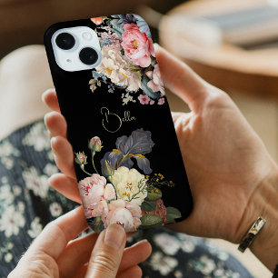 Schicke Vintage-Rosen und -Schwertlilien mit Perso iPhone 15 Hülle