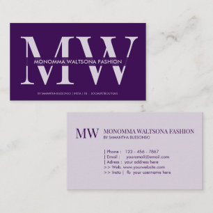 Schicke violette Typografie Monogramm Beschriftung Visitenkarte