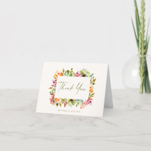 Schicke Wasserfarbe Florale Umrandung Hochzeit Per Dankeskarte
