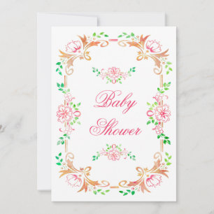 Schicke Wasserfarben-Baby-Shower-Einladung mit flo Einladung