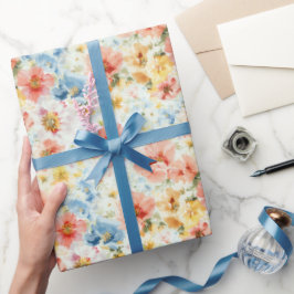 Schicke Wasserfarben Blumen Boho Wildblumen Gesche Geschenkpapier