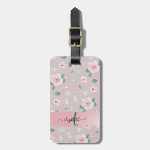 Schicke Wasserfarben-Blumen-Monogramm Gepäckanhänger