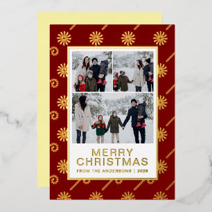 Schicke Weihnachts-Candy-Cane-3-Foto-Familien-Weih Folien Feiertagskarte