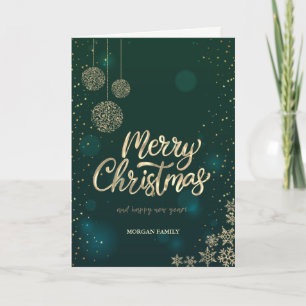 Schicke Weihnachtskugeln Schneeflocken Feiertagskarte
